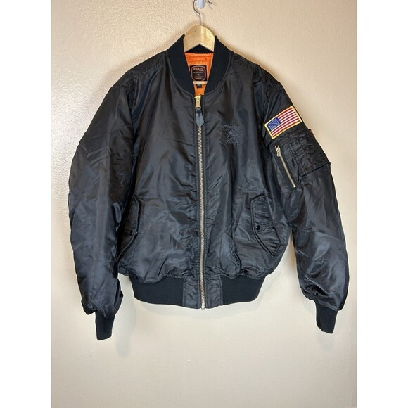 Bravo Series Burk's Bay XL MA-1 Bomber Flight Jacket Windbreaker Black Military